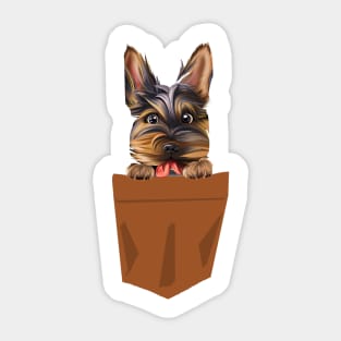 dog in pocket funny puppy for dog lover Yorkshire Terrier Sticker